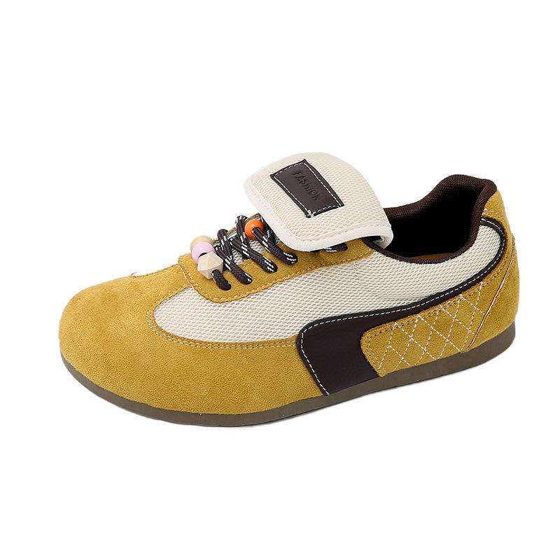 Retro Contrasting Color Splicing Flip Cover Dexun Shoes Women's 2025 New Fashionable Versatile Mesh Breathable Casual Sports Shoes