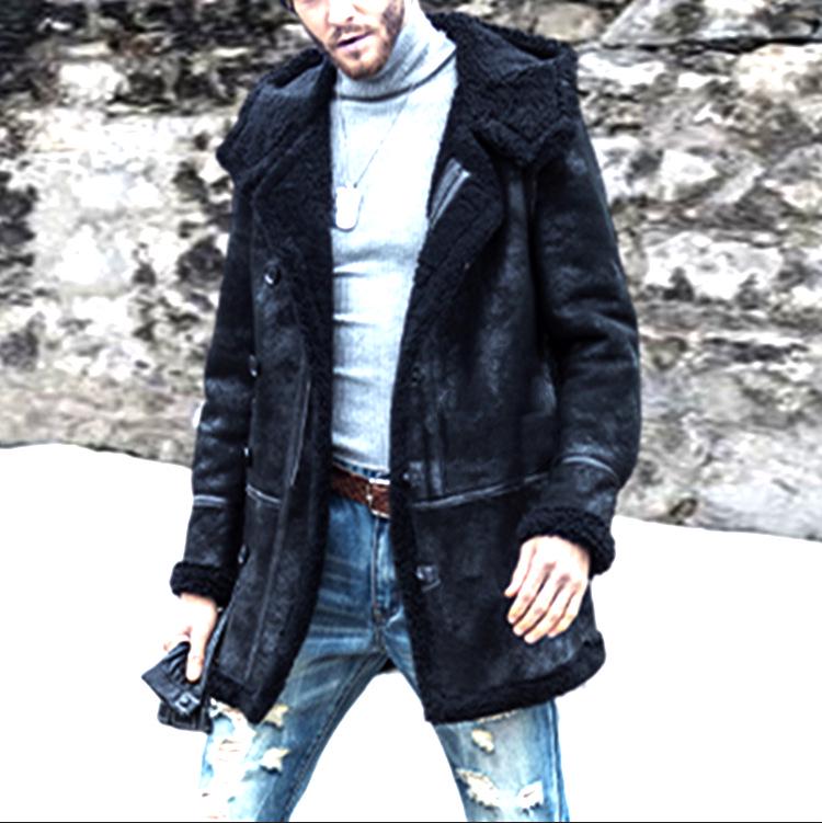 Men's Winter Faux Leather Velvet Lambswool Overcoat - European Style Bestseller 2023