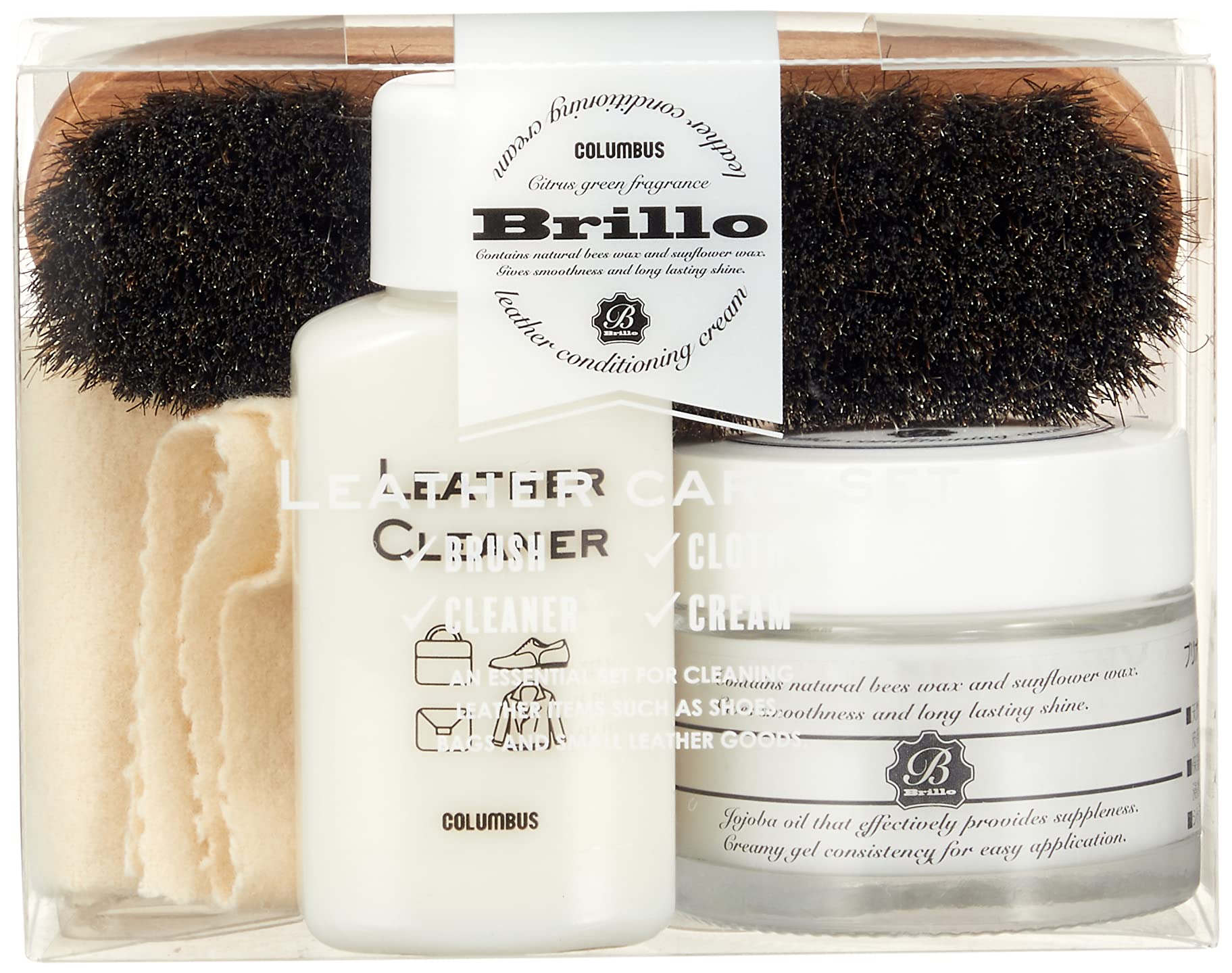 

Columbus Brio Leather Care Set with Brush for Leather and Removing Stain Maintenance, Nourishing, Protecting,