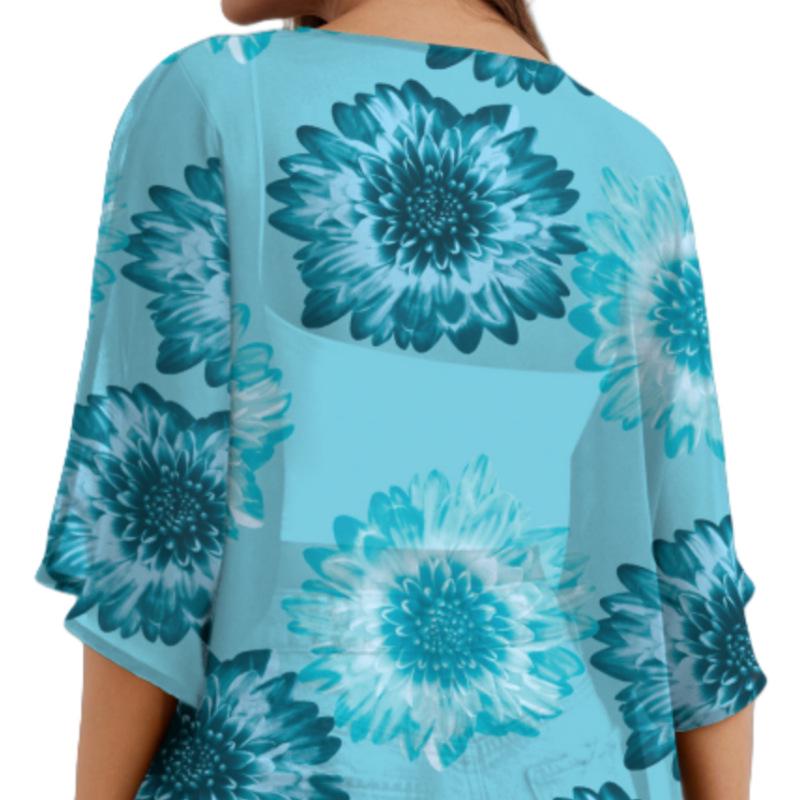 Damen Chiffon Strandkimono Cover-up mit Sonnenschutz