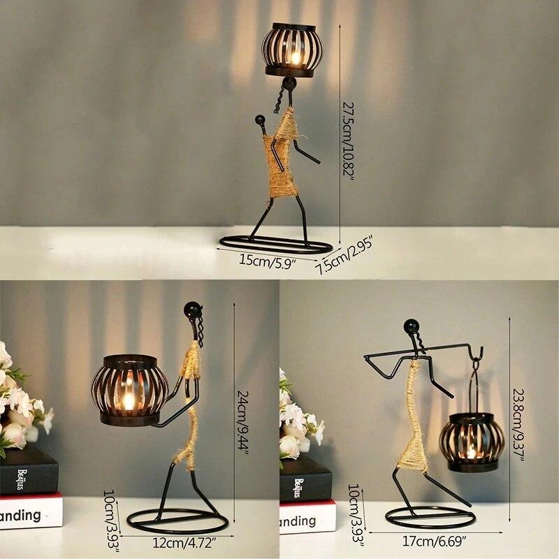 Nordic Metal Candlestick Abstract Character Sculpture Candle Holder Decor Handmade Figurines Home Decoration Art Gift