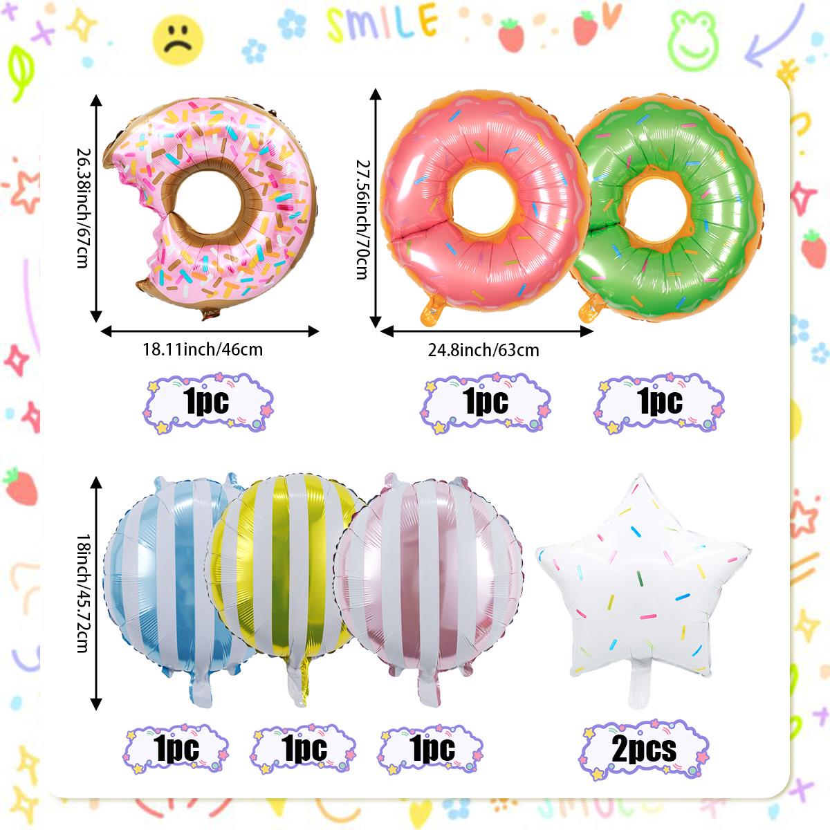 

8 шт. воздушные шары в форме пончика, воздушные шары в форме звезды, фольгированные шары для вечеринки по случаю дня рождения, тематические вечеринки в стиле пончика, сувениры для летней вечеринки Other
