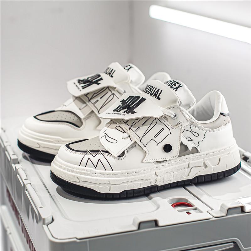 Guochao Patch Shoes 2024 Autumn New Fashion Versatile Thick Baseplate Shoes Classic Bread Casual Sports Men's Shoes