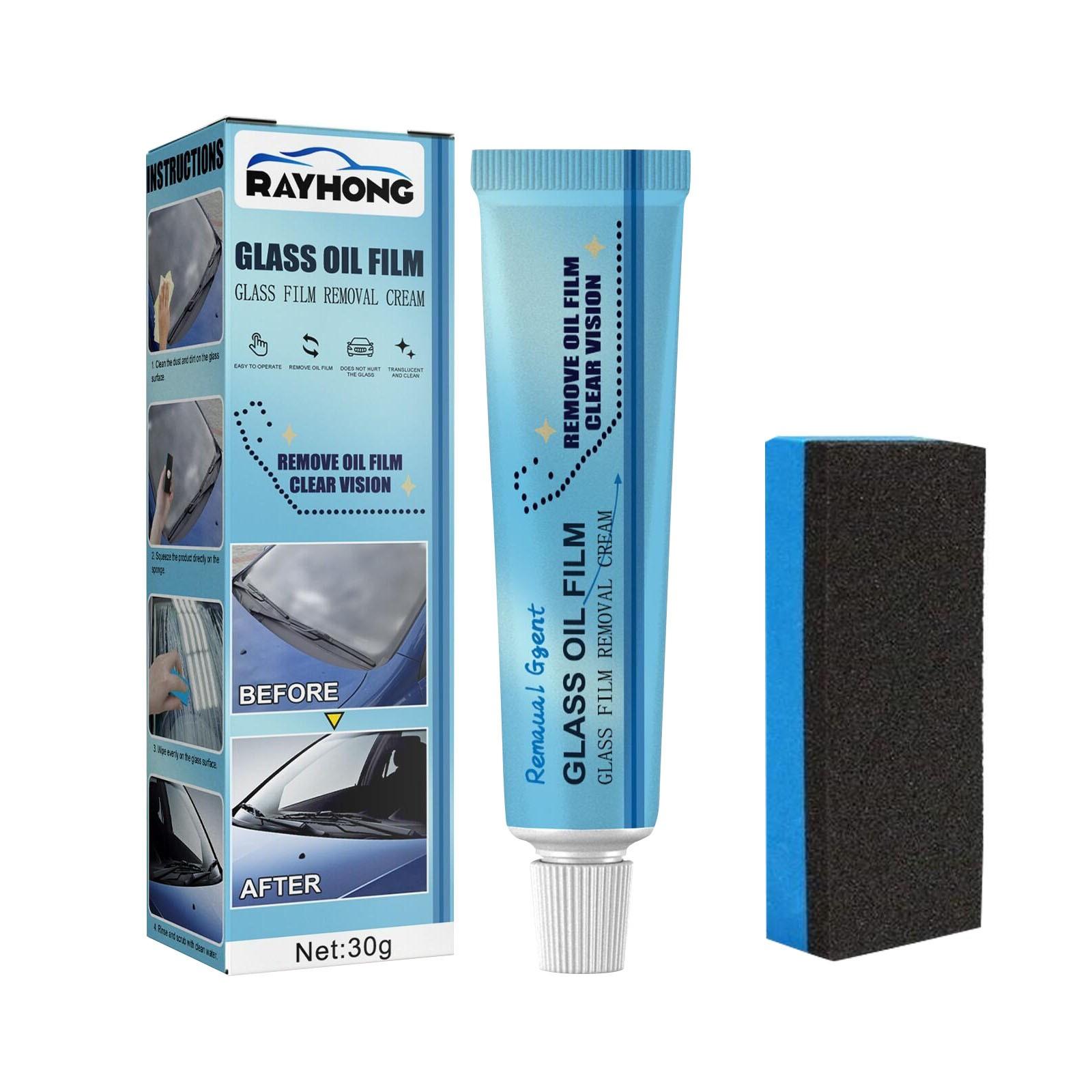 

2pc Glass Oil Film Remover Kit For Car Window Mirror Glass Mirror 30ml One Size