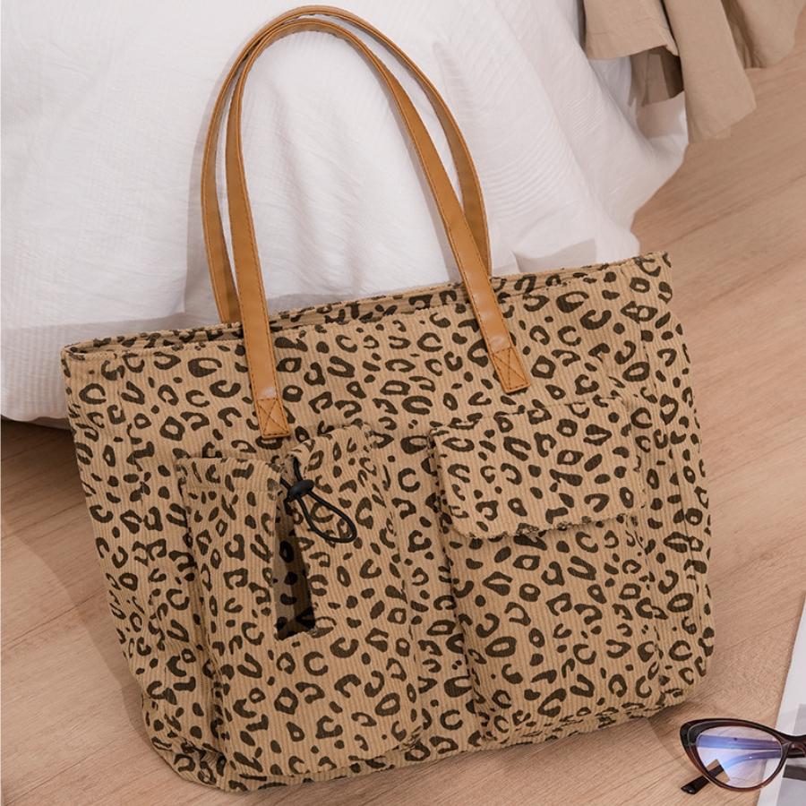 New Leopard Print Tote Bag Large Capacity Shoulder Crossbody Handbag for Women Fashionable Commuter Bag