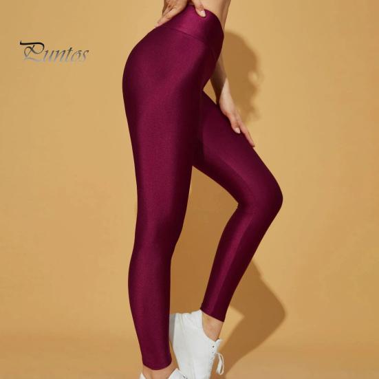 Leggings for kvinner med høy elastisitet Slim Fit Ensfarge Glanset Yogabukser med høy midje Vår Høst Aktiv slitasje