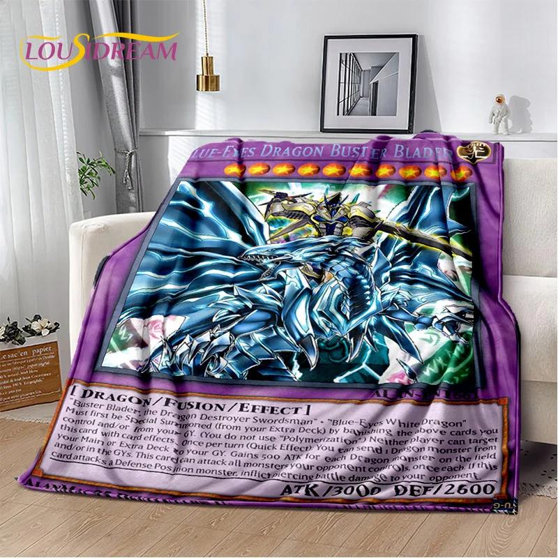 Monster Gold Card Cartoon Yu-Gi-Oh Anime Blue Eyes Dragon Game Soft Flannel Blanket for Bed Bedroom Sofa Picnic,Outdoors Leisure