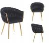 Black Velvet Interwoven Chair On Gold Glamour Legs Furnitex