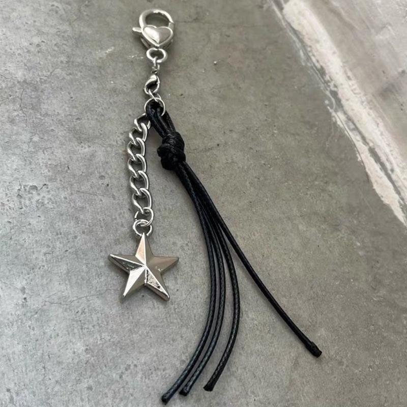 Fashion Five-pointed Star Bead Hanging Pendant Sweet Cool Phone Strap Bag Decoration Hanging Lanyard for Girls Women