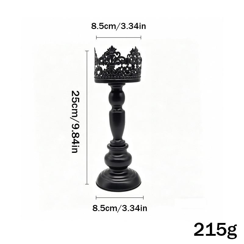 European Retro Hollow Crown Wrought Iron Candlestick Set - Wedding Decoration