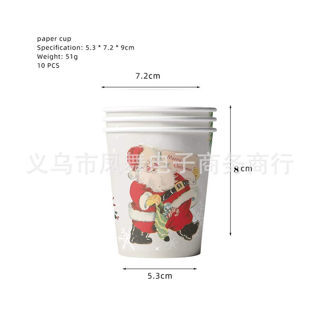 Vintage Christmas Theme Party Elk Santa Snowman Disposable Tableware Christmas Party Decorations