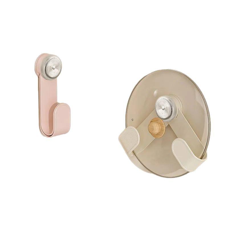 Wall-Mounted Rotating Suction Cup Kitchen Rack for Pot Lids & Cutting Boards