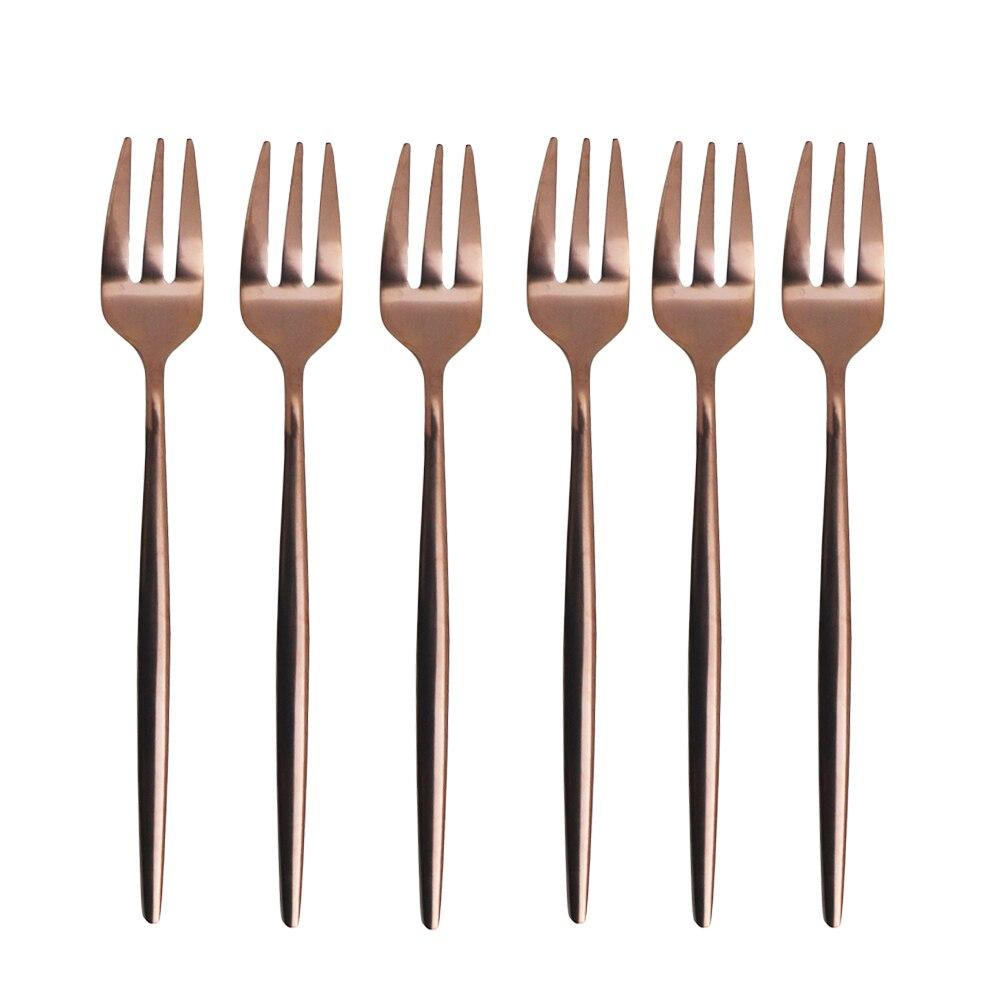 6Pcs Fruit Fork Stainless Steel Cake Forks White Gold Colourful Tea Fork Dinnerware Set Hotel Party Restaurant Supplies
