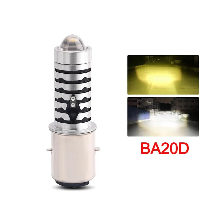 BA20D LED Motorcycle Headlight Bulb Canbus High Low Beam Spotlights Scooter Fog Lights Moto Accessories 12V White White Yellow