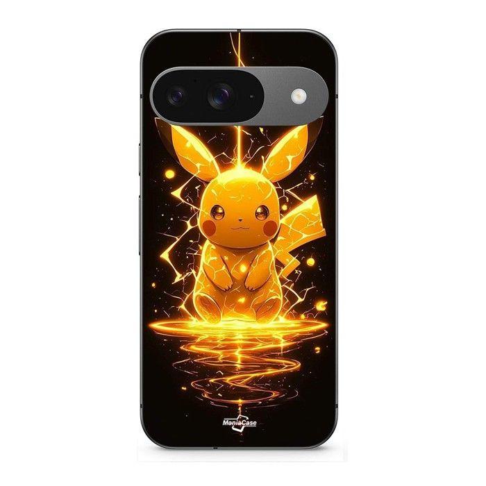 Coque de téléphone - MANIACASE - Google Pixel 9 - Silicone TPU - Noir - Pikachu Eclair