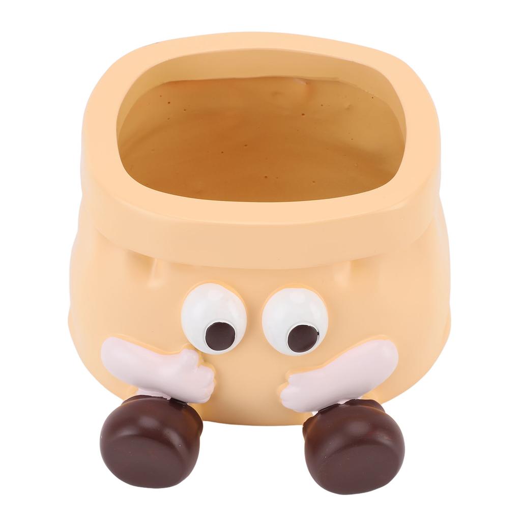 Succulent Pot Resin Cute Decorative Planter with Drainage for Ornament Entryway Key Storage Yellow