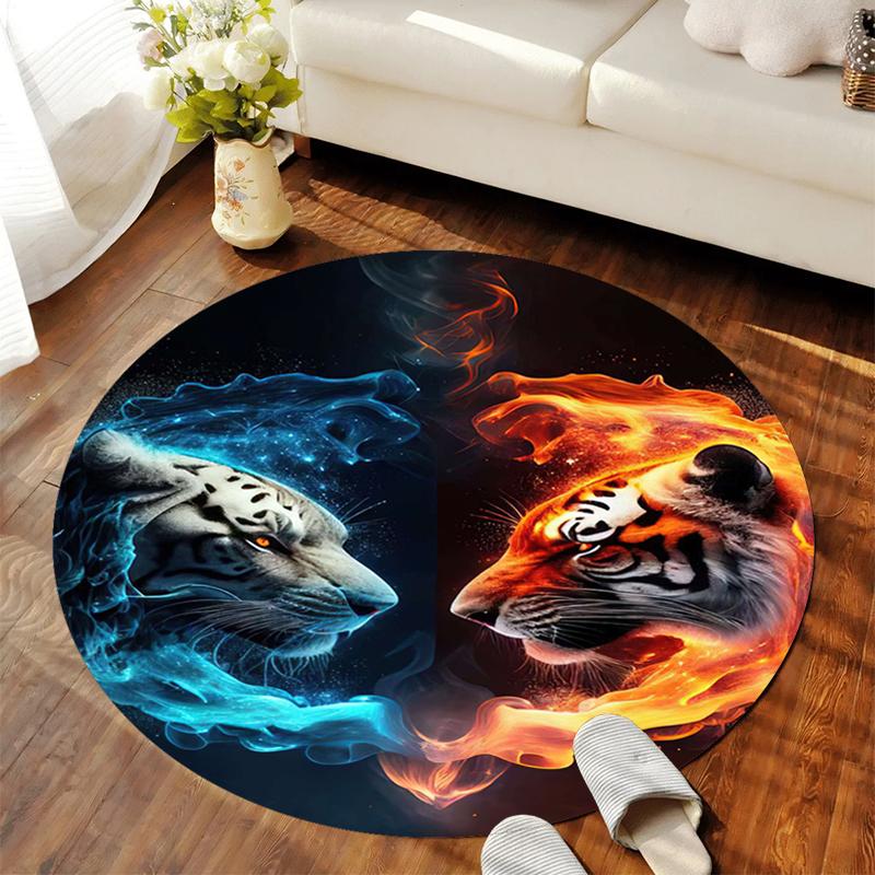 1Pc Tiger theme Circular Print Rug - home decoration Carpet For Living Room Bedroom Flooring Computer Chair Area Rug