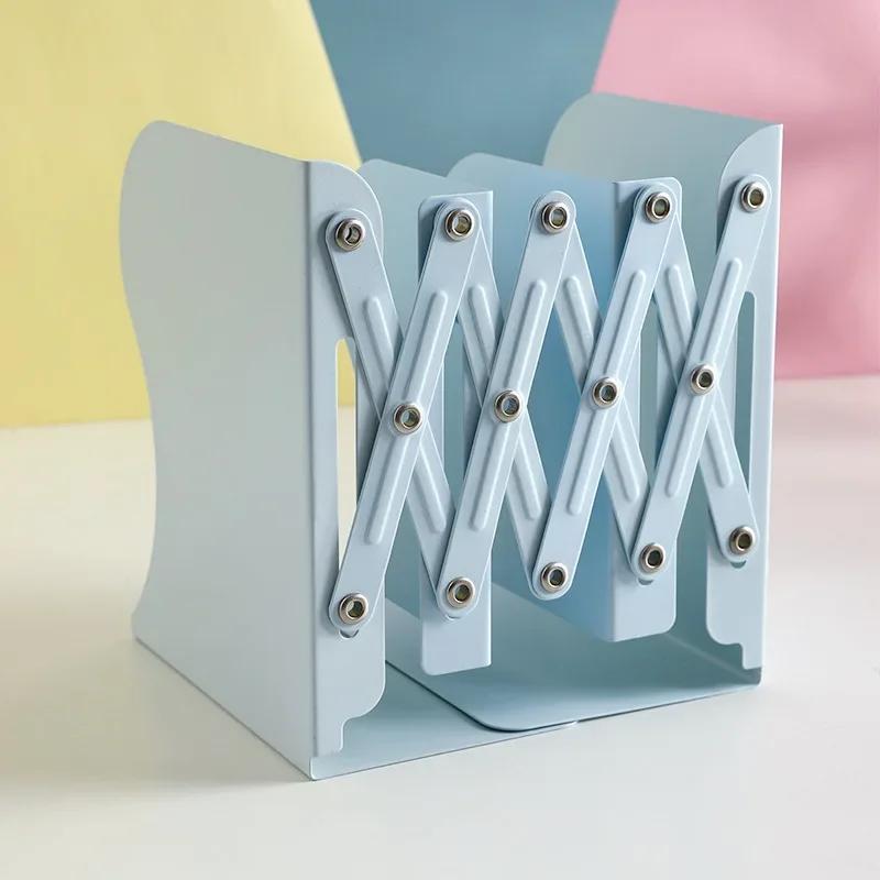 Adjustable Iron Desktop Bookends - Non-Slip Book Stand & Rack, Artistic Shelf Holder for School Stationery & Office Accessories