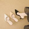 Spring and Autumn thin heels pointed temperament versatile slippers high heels leather surface simple daily lazy shoes women's shoes