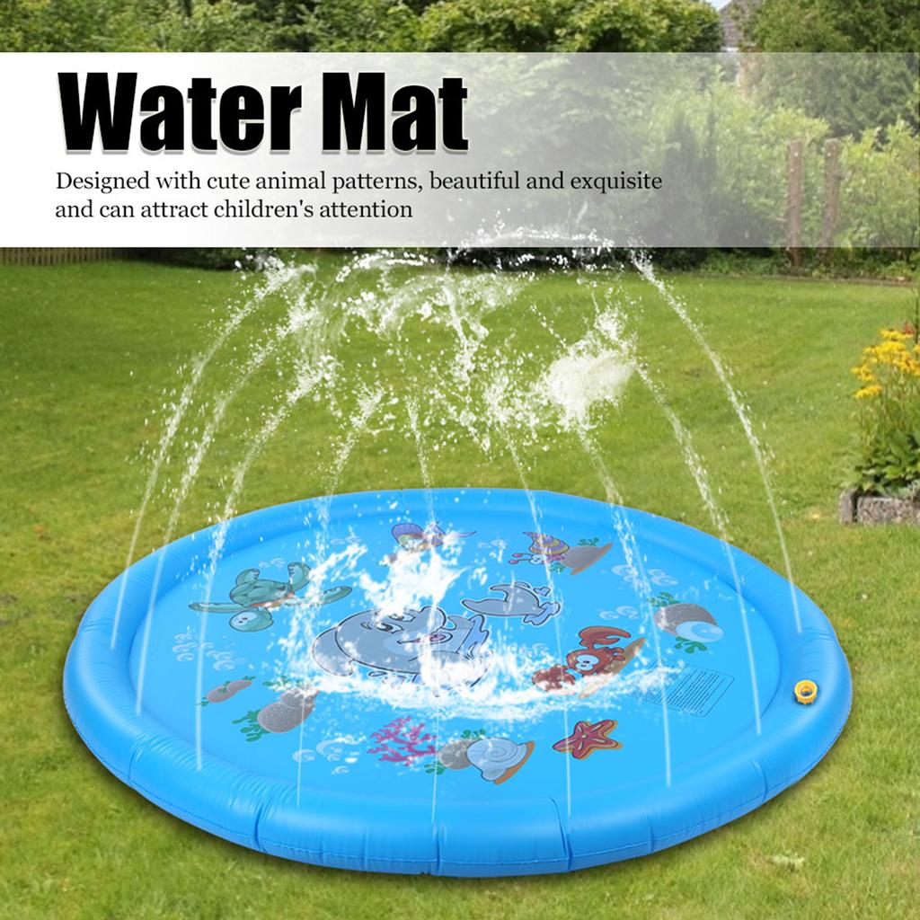 168cm Round DolphinPattern Inflatable Water Spray Pad Kid Sprinkler Pad for Garden Beach