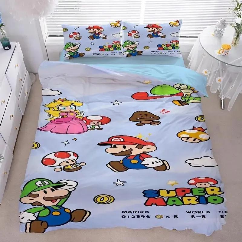 3D Anime Supers M-Mario BrosPrinted Bedding Set- Duvet Cover + Pillowcases2/3pcsSuitable for Kids Adults Soft Polyester