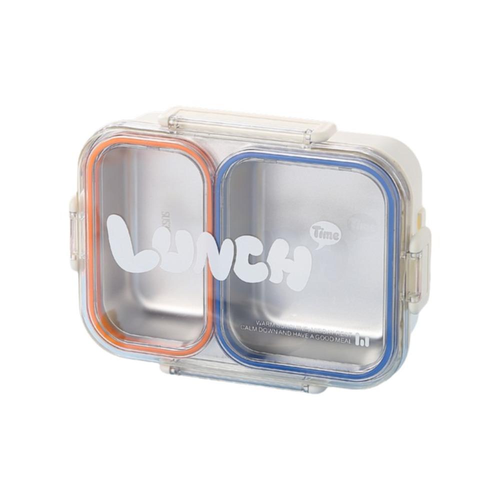 Sealed Design Stainless Steel Lunch Box Food Grade Divided Lunch Plate Office 2 Grid Orange