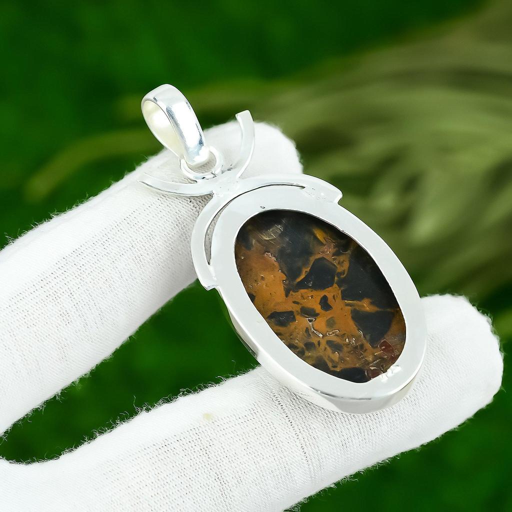 925 Sterling Silver Oval Natural Bauxite Sister Engagement Anniversary Pendant