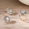 Flower Design Inlaid Vermiculite Earrings Rings Set Copper Plated Two -color 14K Gold Fashion Jewelry Luxury Banquet Gift
