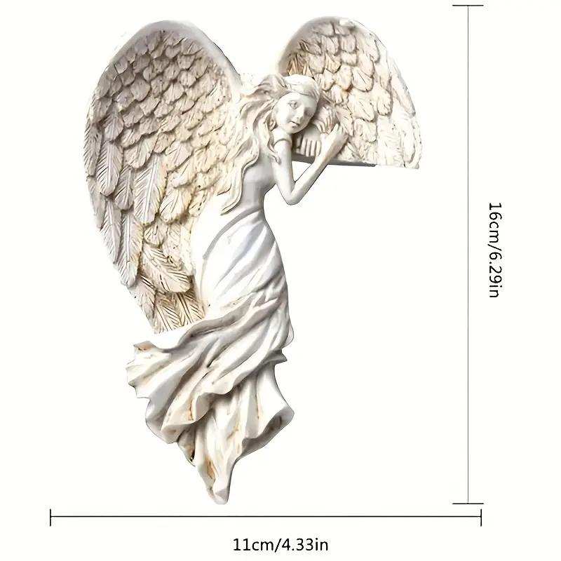 Reçine Kurtarıcı Melek Kapı Kolyesi, Dini Temalı Portre Yönlü Asılı Heykel, Tüysüz Kapı Çerçevesi Duvar Sanatı Dekoru