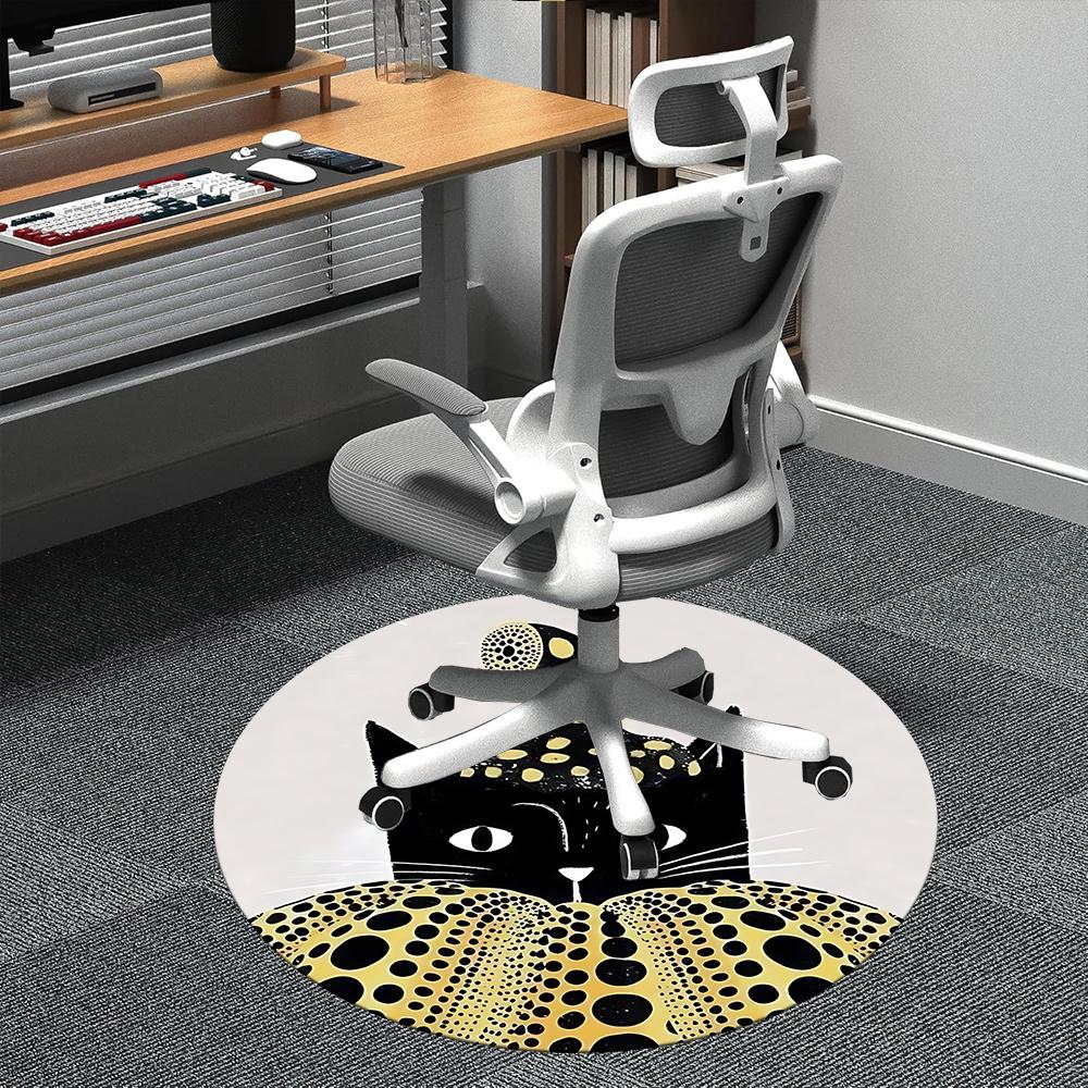 

1pc Cat Dots Office Round Area Rug, Indoor Mat Suitable ForOffice, Under Office Chairs Bedroom Living Room Home Decor, Room Deco 028 80cm by 80cm