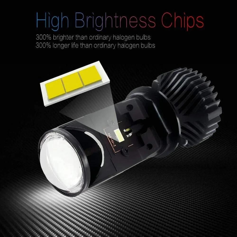 Y6 Projector Lens H4 White LED High/Low Beam Headlight Bulbs (universal)