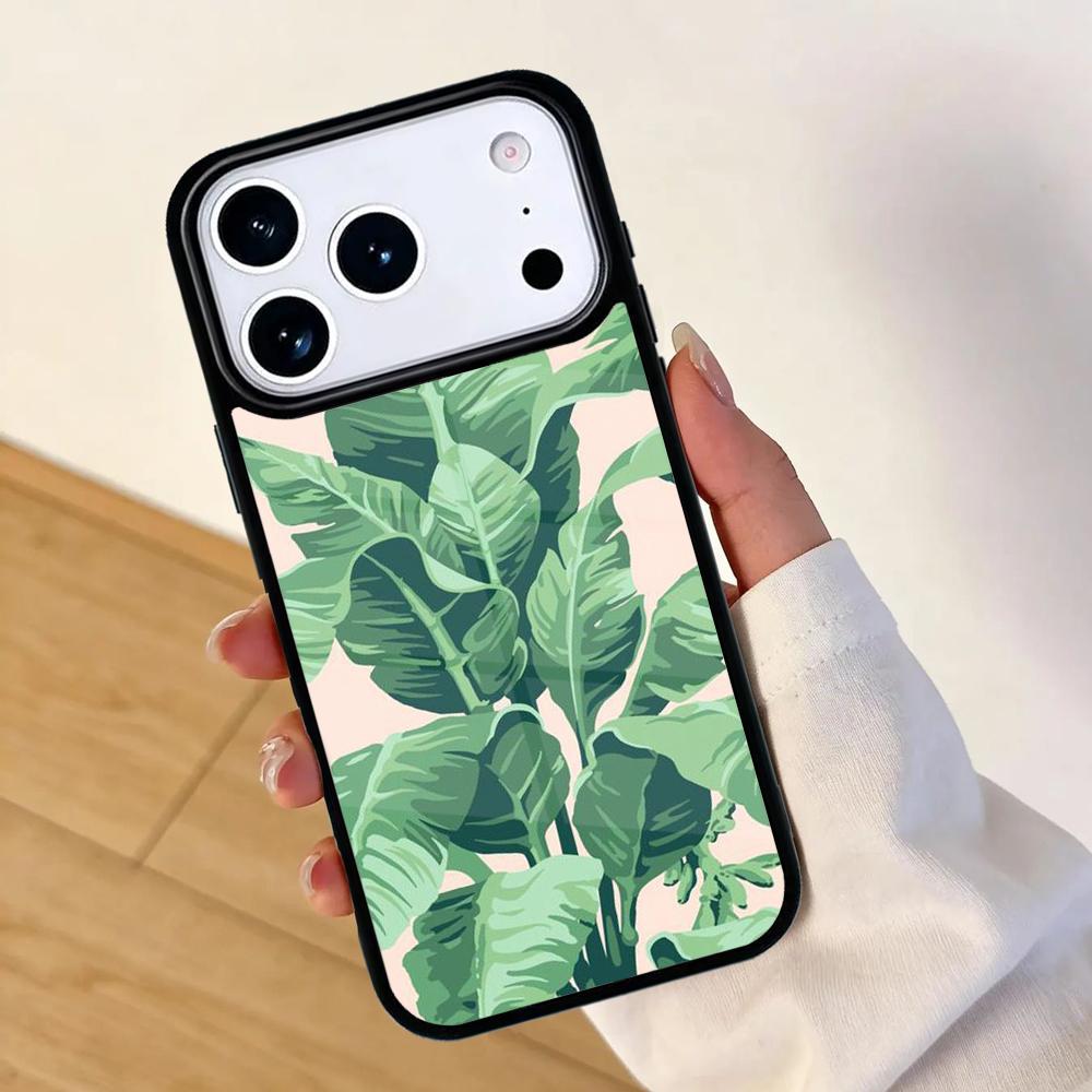 Green Monstera Leaf Mobile Phone Case for IPhone 17 AIR 16pro Max 15 14 13 12 11 Bumper Cover
