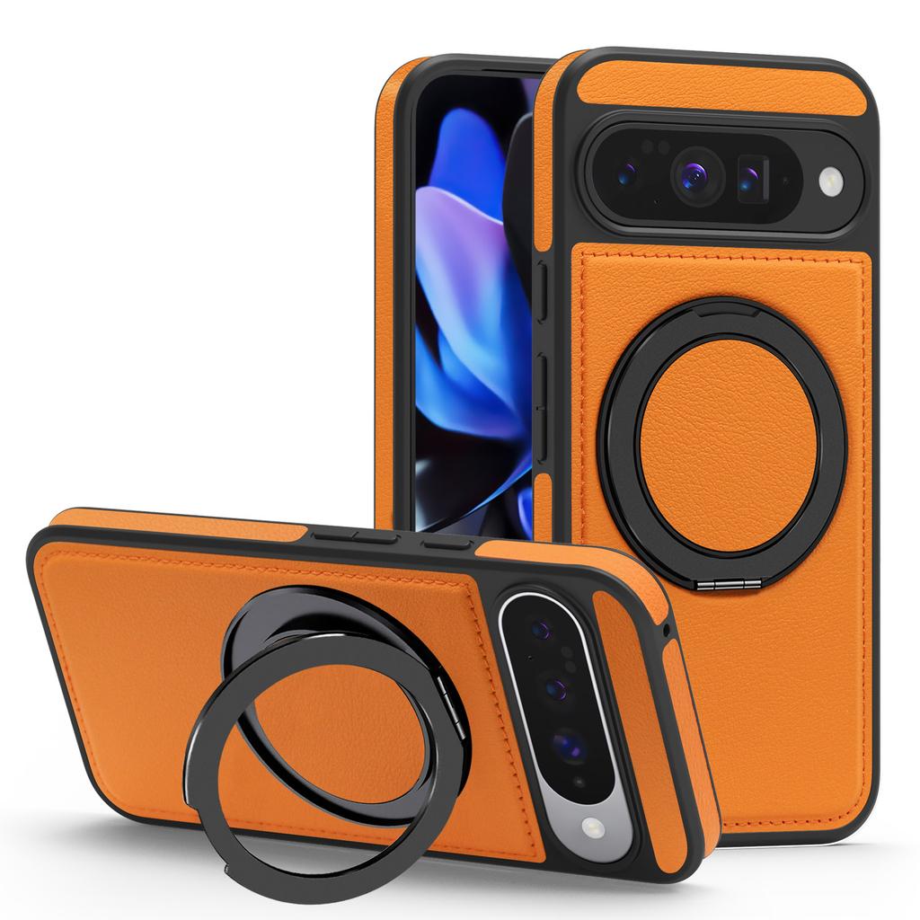 For Google Pixel 10 Pro/Pixel 10 Case with Ring Kickstand Magnetic Case PU Leather Back Cover