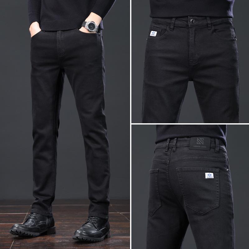 

Мужские черные эластичные узкие прямые джинсы Xintang Size 35 (Waist 2.8 feet) 170 lbs