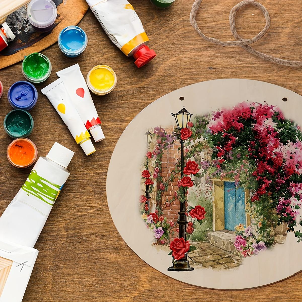 

10 шт.- Деревянные заготовки для рукоделия, неокрашенные, неполированные, круглые, цвет натурального дерева, декорированные, пустые таблички на дверь темные хаки