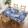 Blue Tile Patchwork Rectangle Tablecloth for Table Decor Elegant Bohemian  Style Kitchen Dining Table Cloth Holiday Party Decor