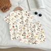 Kids Casual Short Sleeve Top and Shorts Set Animal Print Lightweight Comfortable Summer Outfit for Boys and Girls