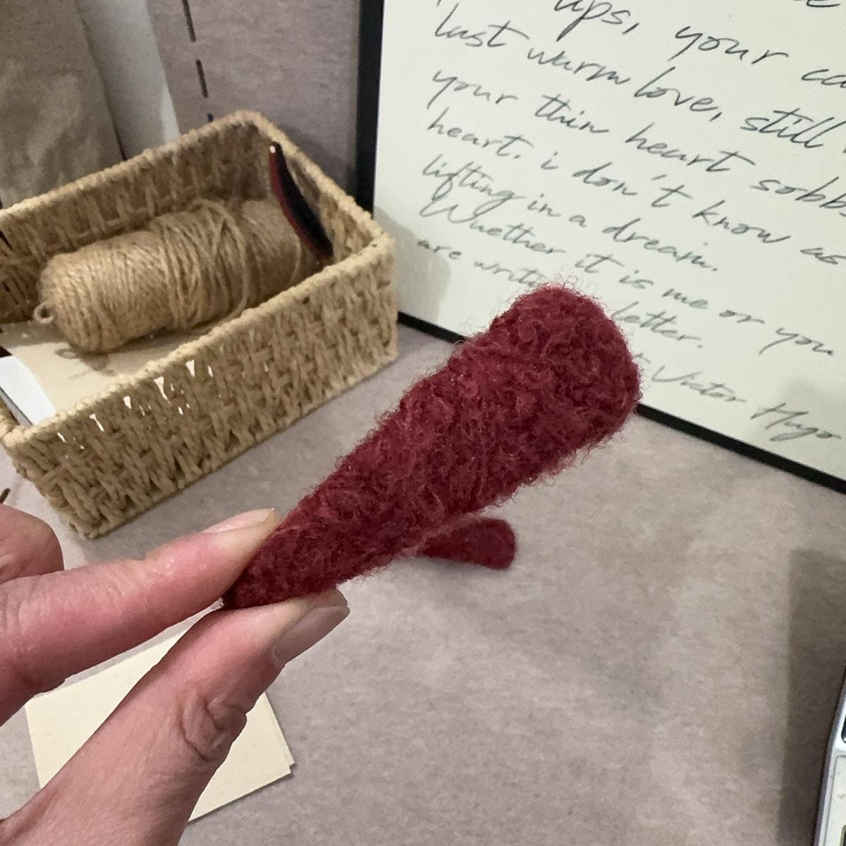 French Curly Woolen Triangle Hair Clip for Women - 2026 New Style, Elegant Side Wisps, One-Word Bangs Clip