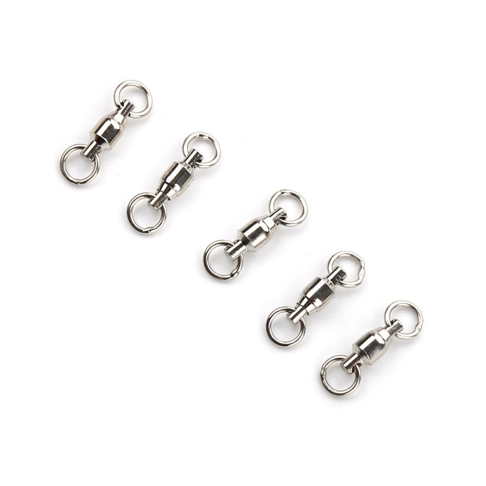 10Pcs Heavy Ball Bearing Barrel Fishing Rolling Swivel Stainless Steel Connector Solid Ring Size