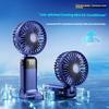 Handheld Mini Fan Portable USB Fan Foldable Desktop Neck-Hanging Outdoor Large Capacity Small Fan with Smart Digital Display Deep Sea Blue