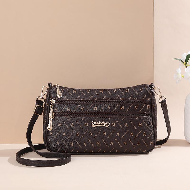 New bag multi-layer zipper oblique span bag large capacity versatile shoulder bag fashionable small square bag
