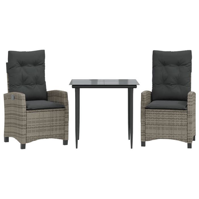 VidaXL 3-piece Garden Dining Set with Cushions Grey 3212782