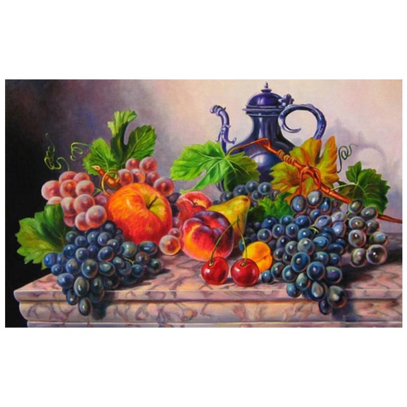 5D Diy Diamond Painting Fruit Set Kit Full Drill Round Diamond Embroidery Mosaic Picture of Rhinestones Home Decoration