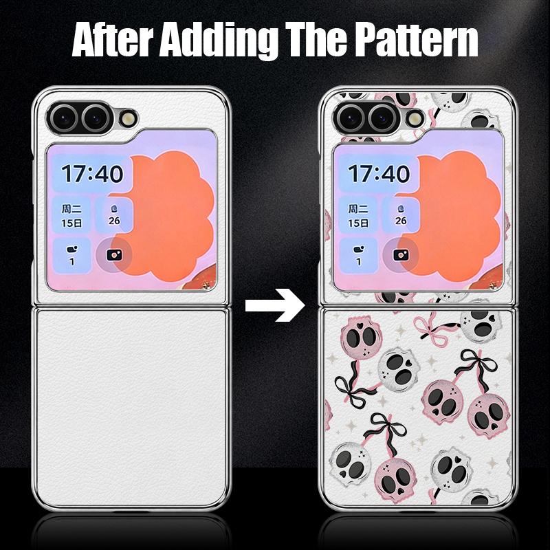 Punk Dark Aesthetic Skull Case For Samsung Z Flip 8 7 6 5 Luxury Plating Leather Skin Folding Phone Cover For Galaxy Z Flip8 Flip7 Flip6