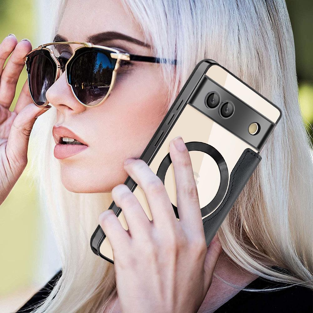 For Google Pixel 7a Magnetic Case Card Holder Leather Phone Cover