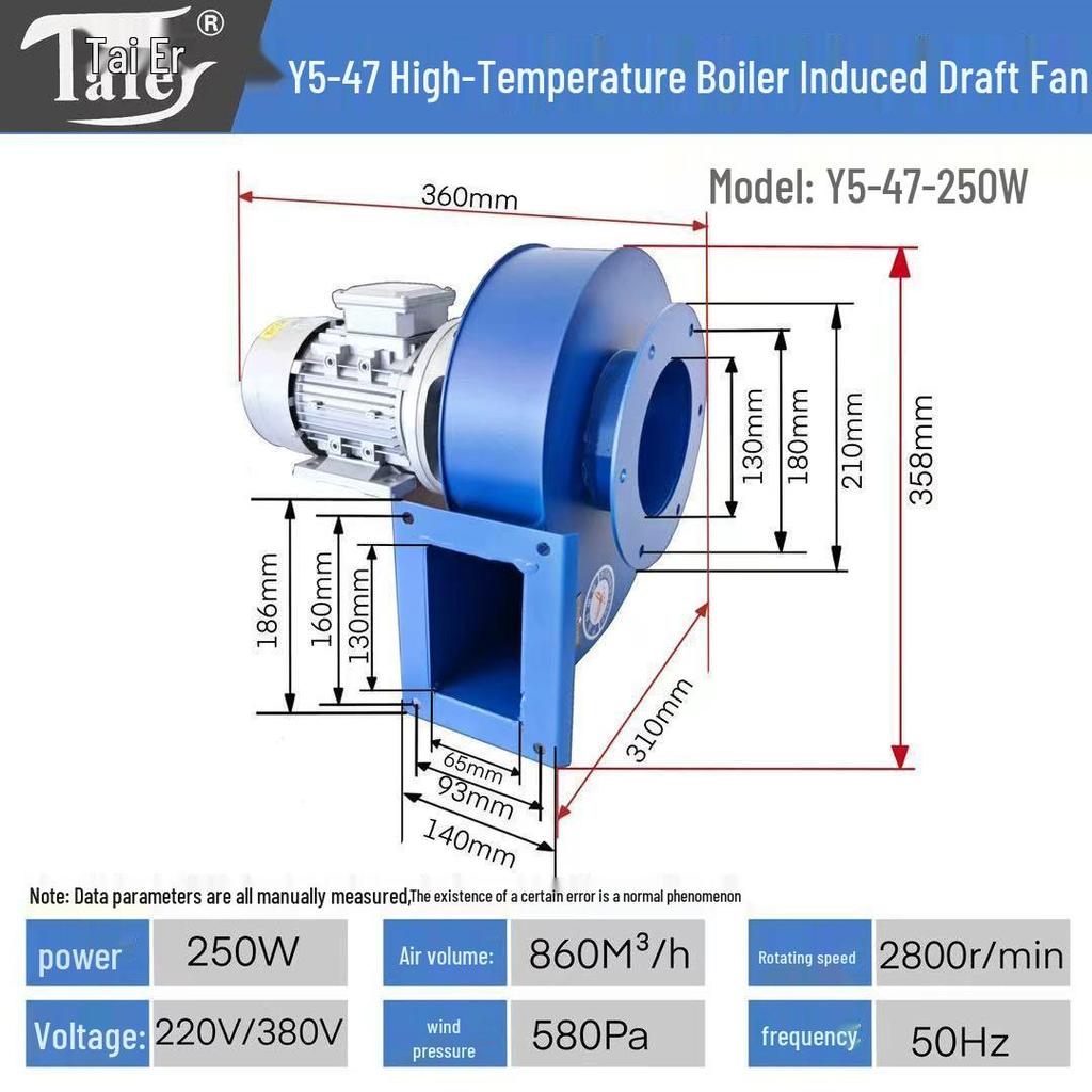 Boiler Induced Draft Fan YN547: High Temp-Resistant 220V Small Centrifugal Industrial Dust Removal Exhaust Fan