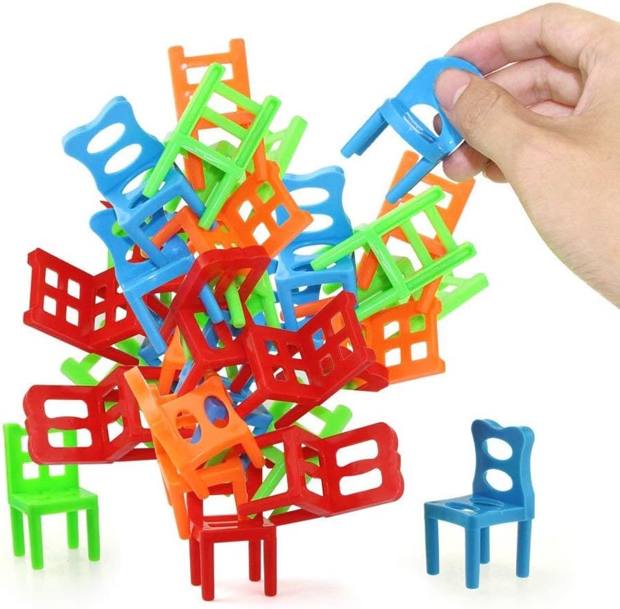18Pcs/Set Balance Chairs Board Game Mini Stacking Blocks Assembly Family Balancing Training Interactive Educational Toy for Kids