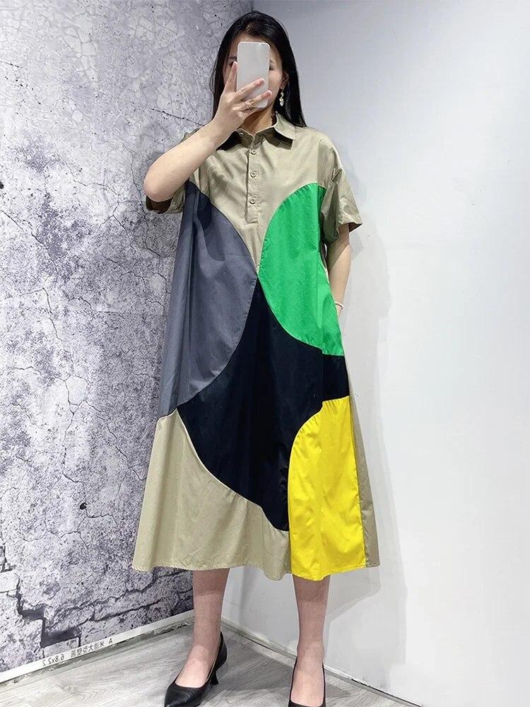 

Свободное платье XITAO контрастного цвета ZY8451 One Size хаки