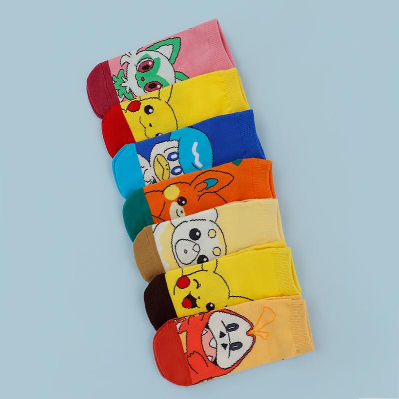 6 paar willekeurige combinatie grappige cartoon anime Pok é mon patroon heren crew sokken comfortabel en zacht koppel casual sokken