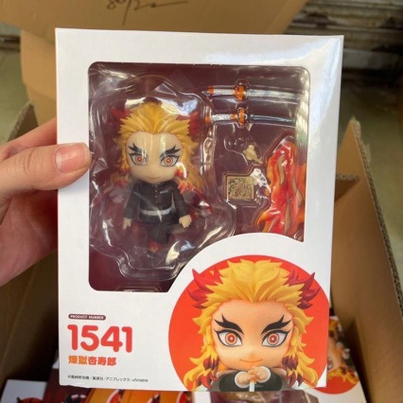 10cm Demon Slayer Kyojuro Rengoku Flame Hashira #1541 Action Figure Face Swappable Poseable Boxed Anime Collectible Figurine